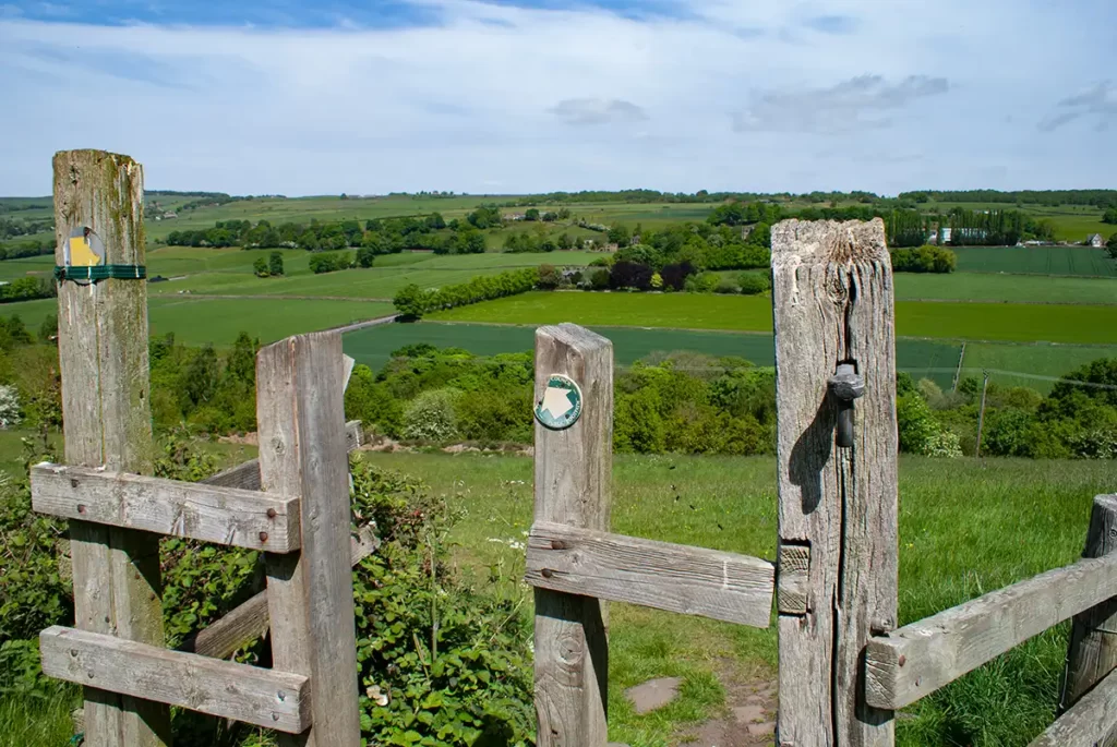 Stile on the path descending into Loxley Valley
